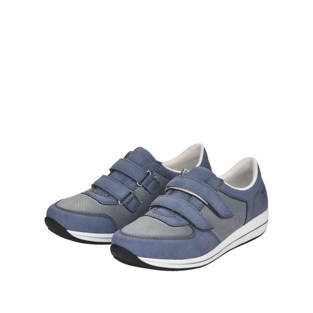 Rieker N1168-14 Ladies Jeans Blue Textile Touch Fastening Shoes