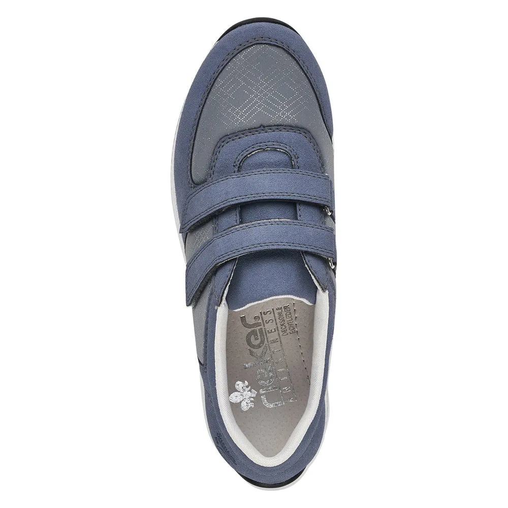 Rieker N1168-14 Ladies Jeans Blue Textile Touch Fastening Shoes