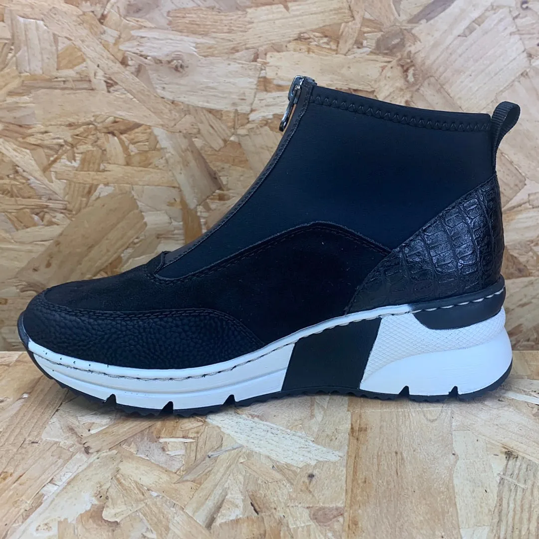 Rieker Womens Fashion Wedge Trainers - Black