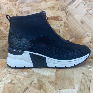 Rieker Womens Fashion Wedge Trainers - Black
