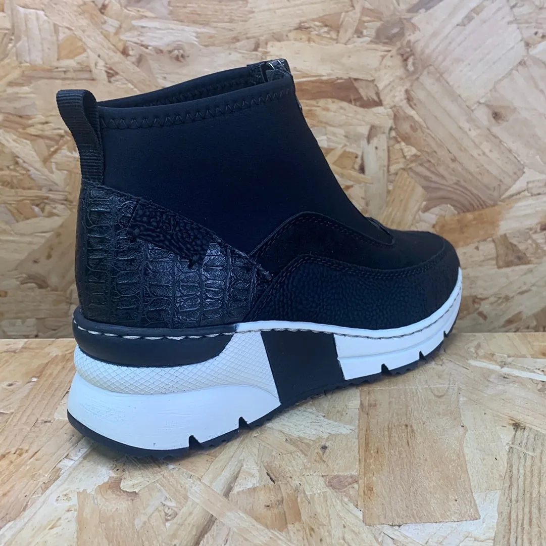 Rieker Womens Fashion Wedge Trainers - Black