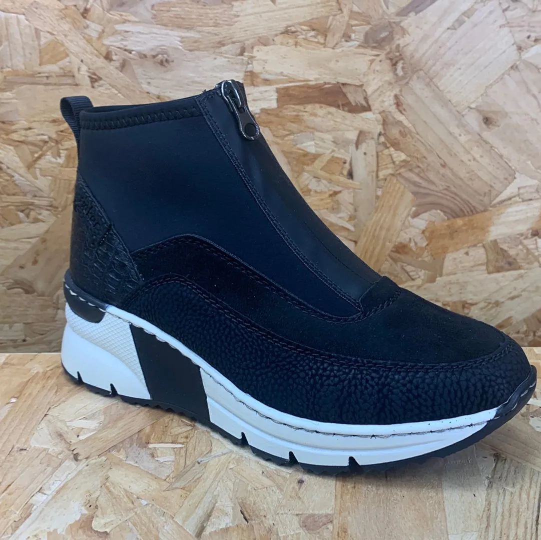 Rieker Womens Fashion Wedge Trainers - Black
