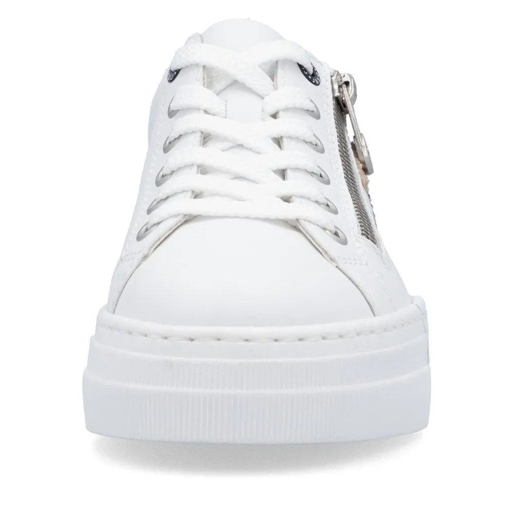 Rieker Womens Platform Leather Trainers - White