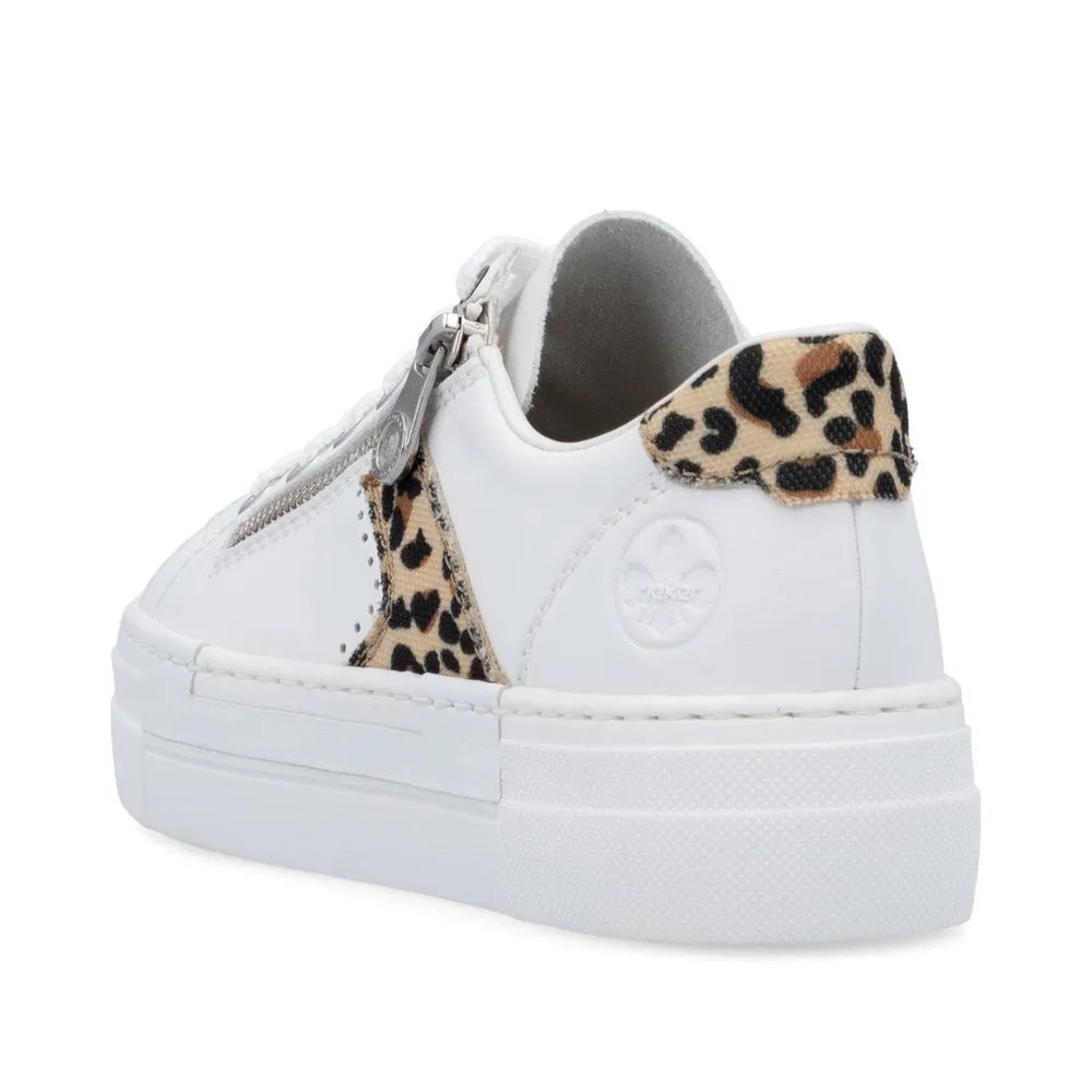 Rieker Womens Platform Leather Trainers - White