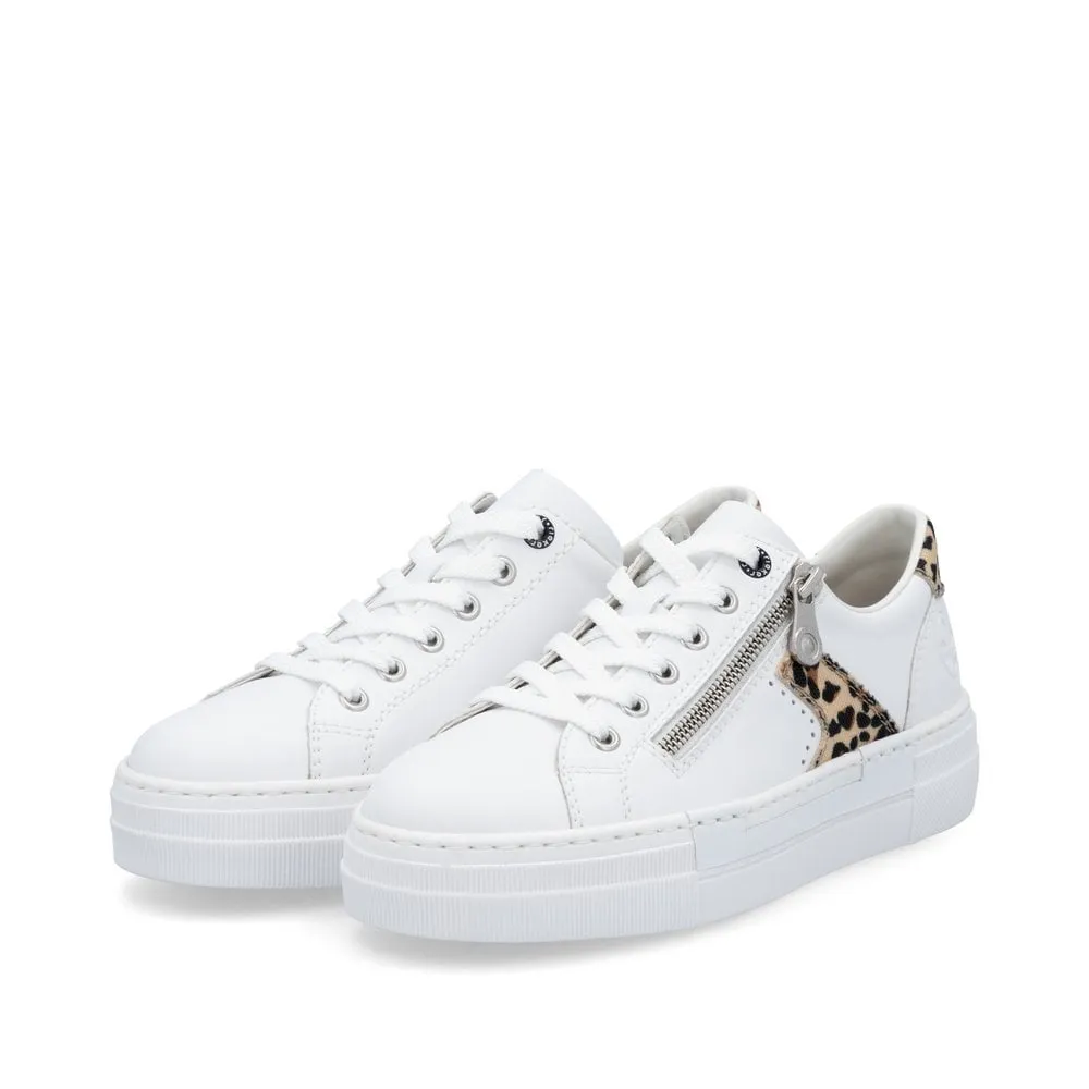 Rieker Womens Platform Leather Trainers - White