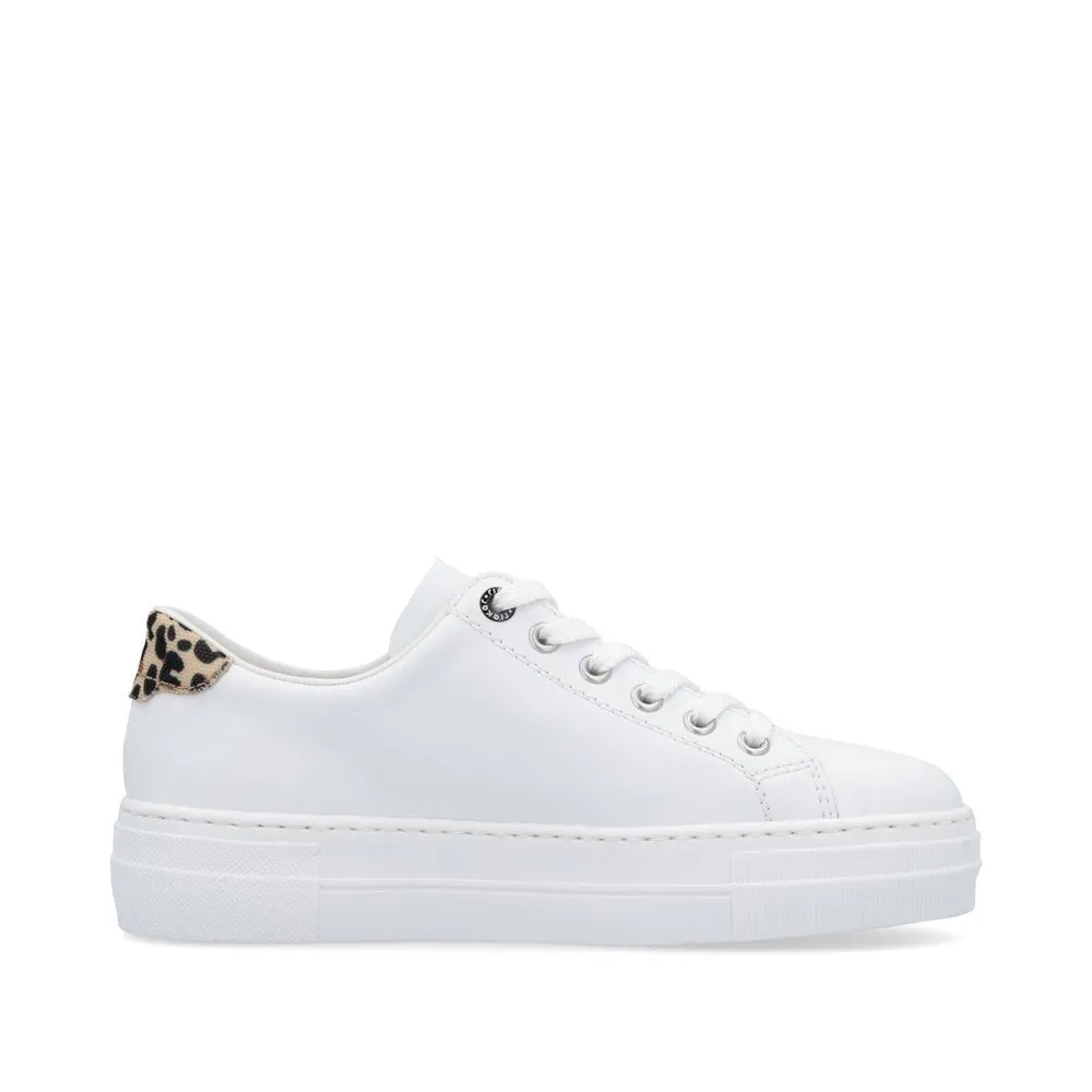Rieker Womens Platform Leather Trainers - White