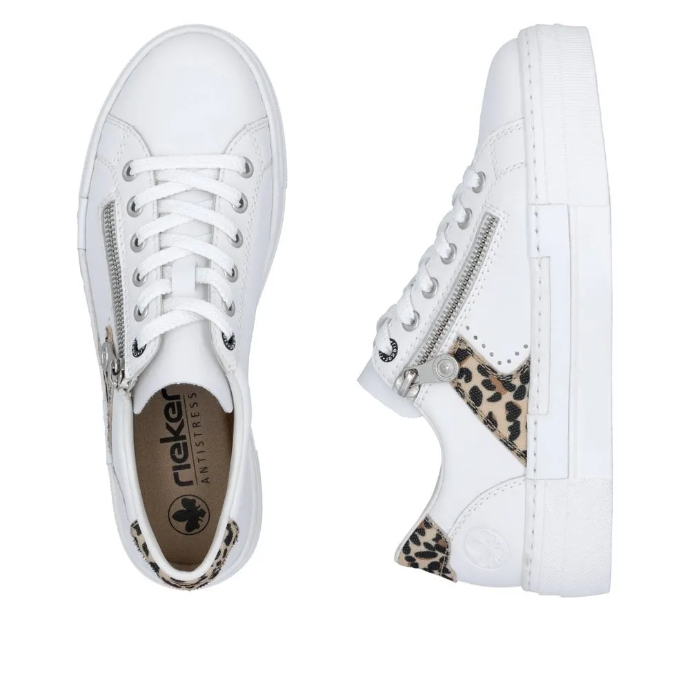 Rieker Womens Platform Leather Trainers - White