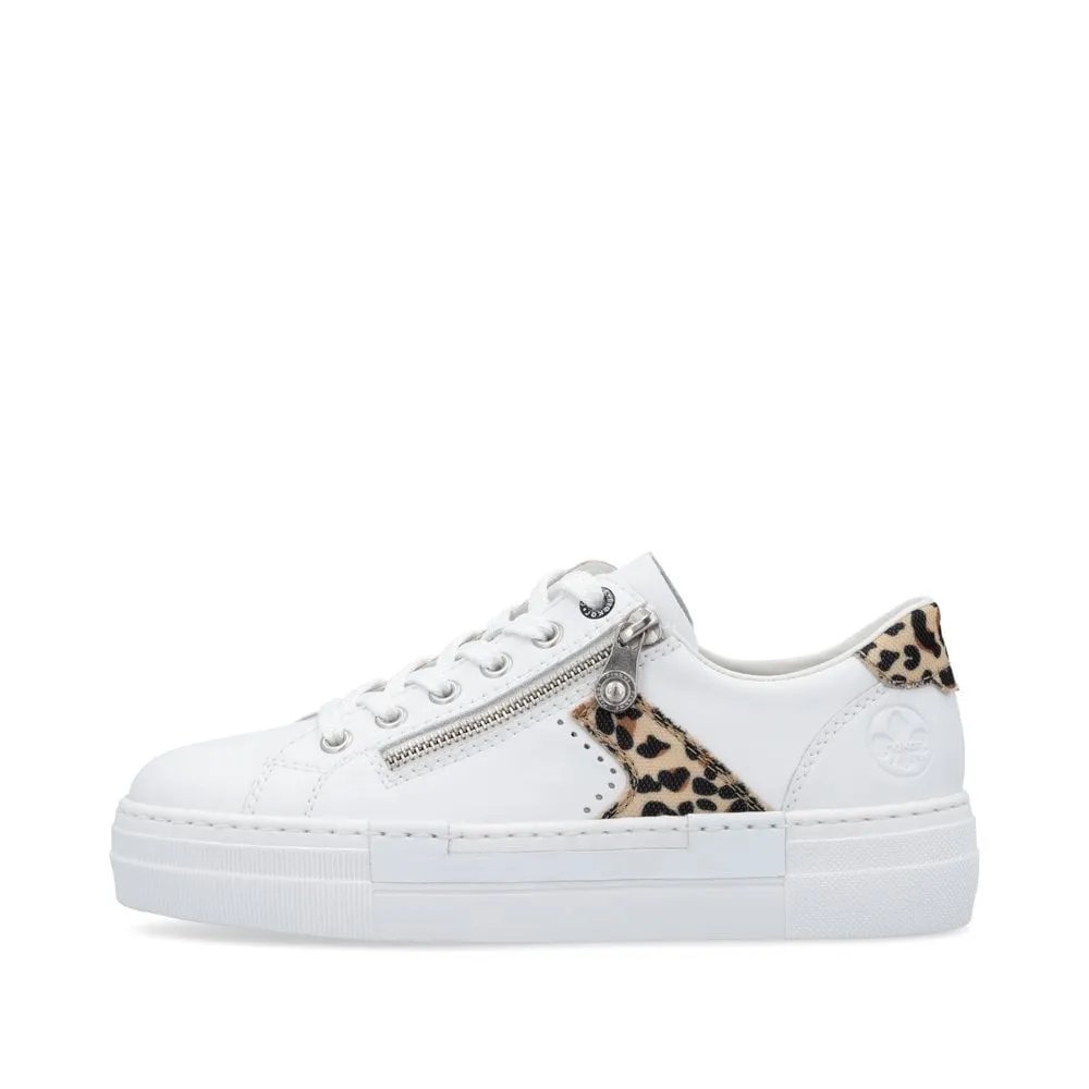 Rieker Womens Platform Leather Trainers - White