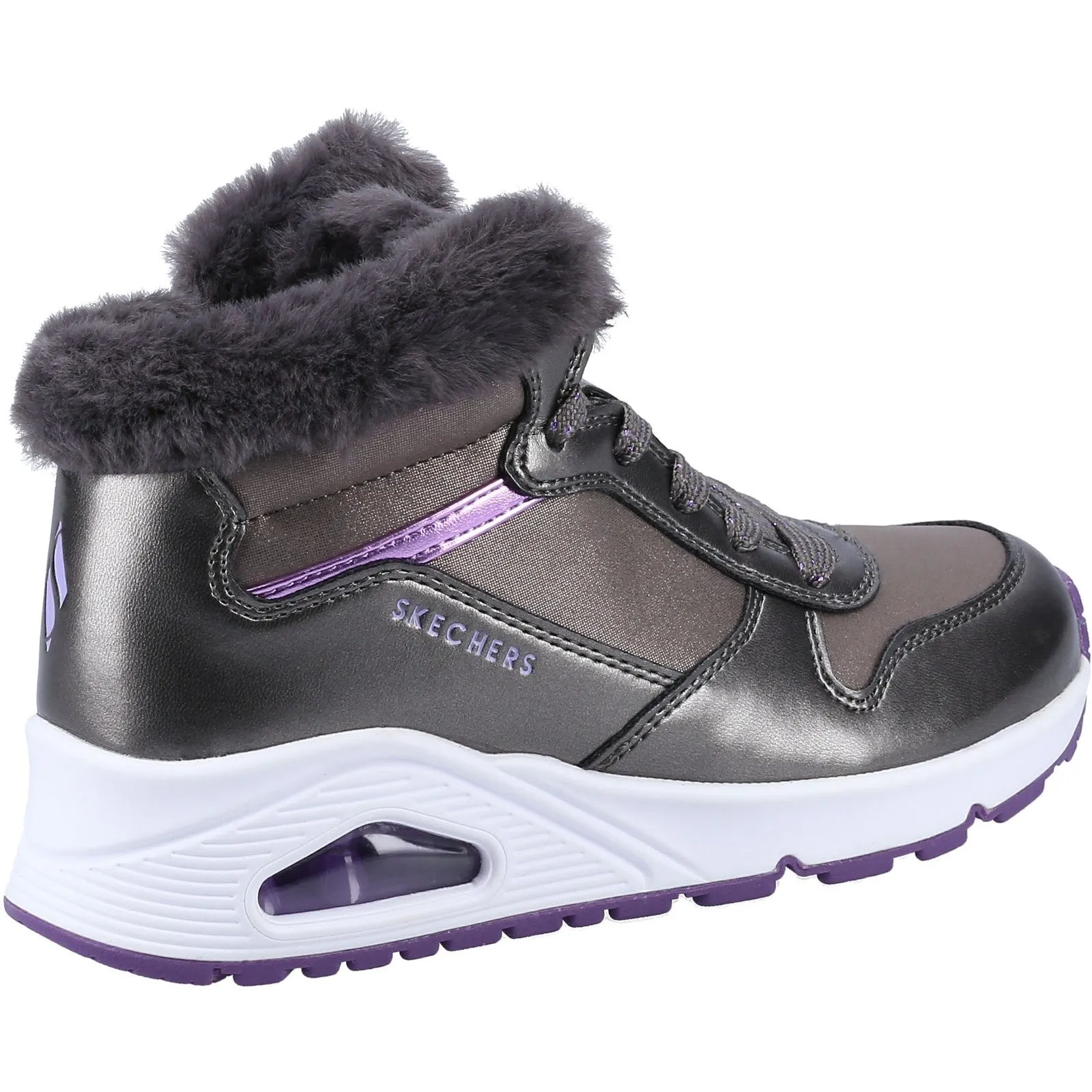 Skechers Girls Street Uno Cozy On Air Boot - Silver