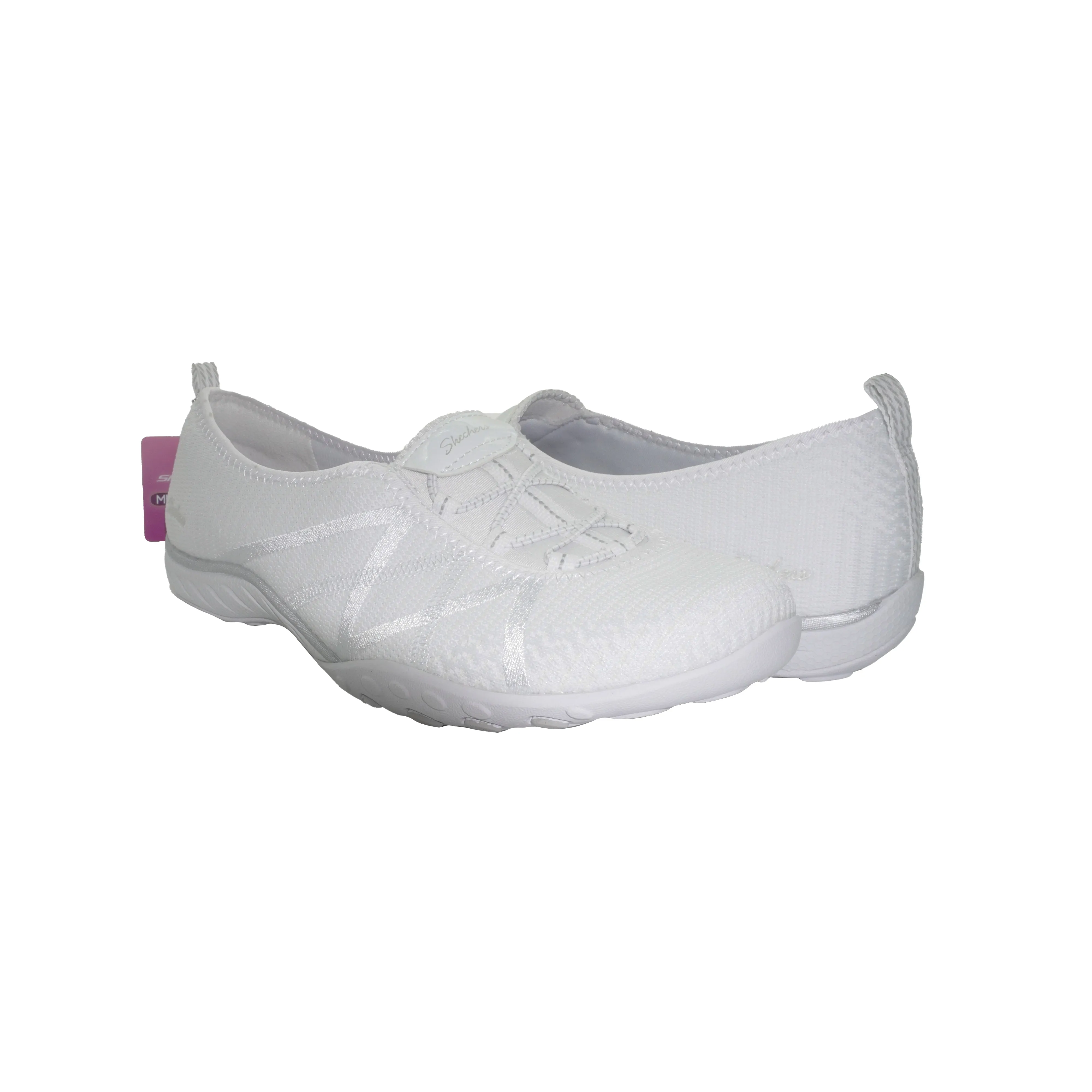 Skechers Women's Breathe Easy Slip On Air Cooled Memory Foam Sneakers White