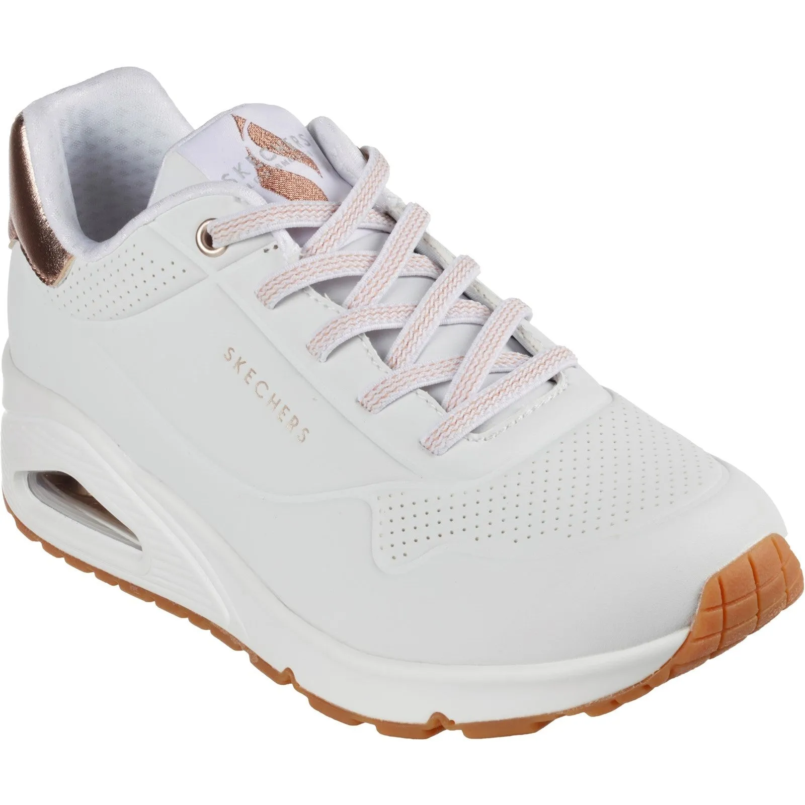 Skechers Womens Uno Shimmer Away Trainers - White