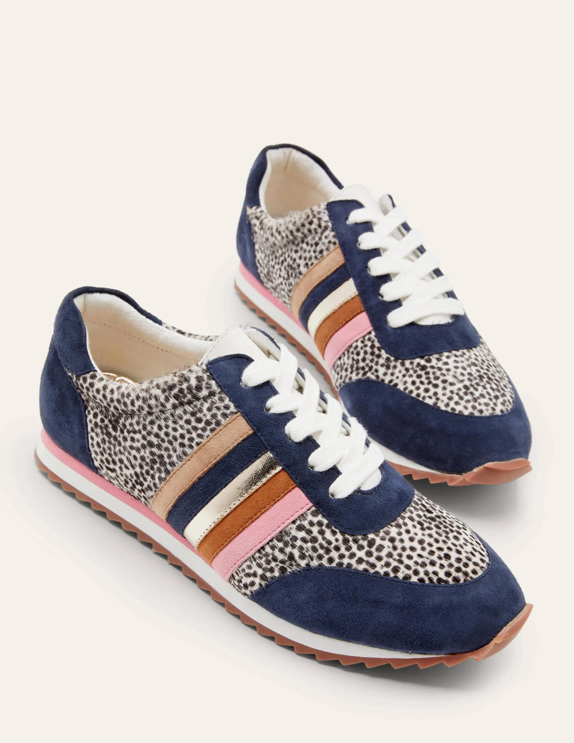 Striped Trainers-Navy/Dalmatian Pony