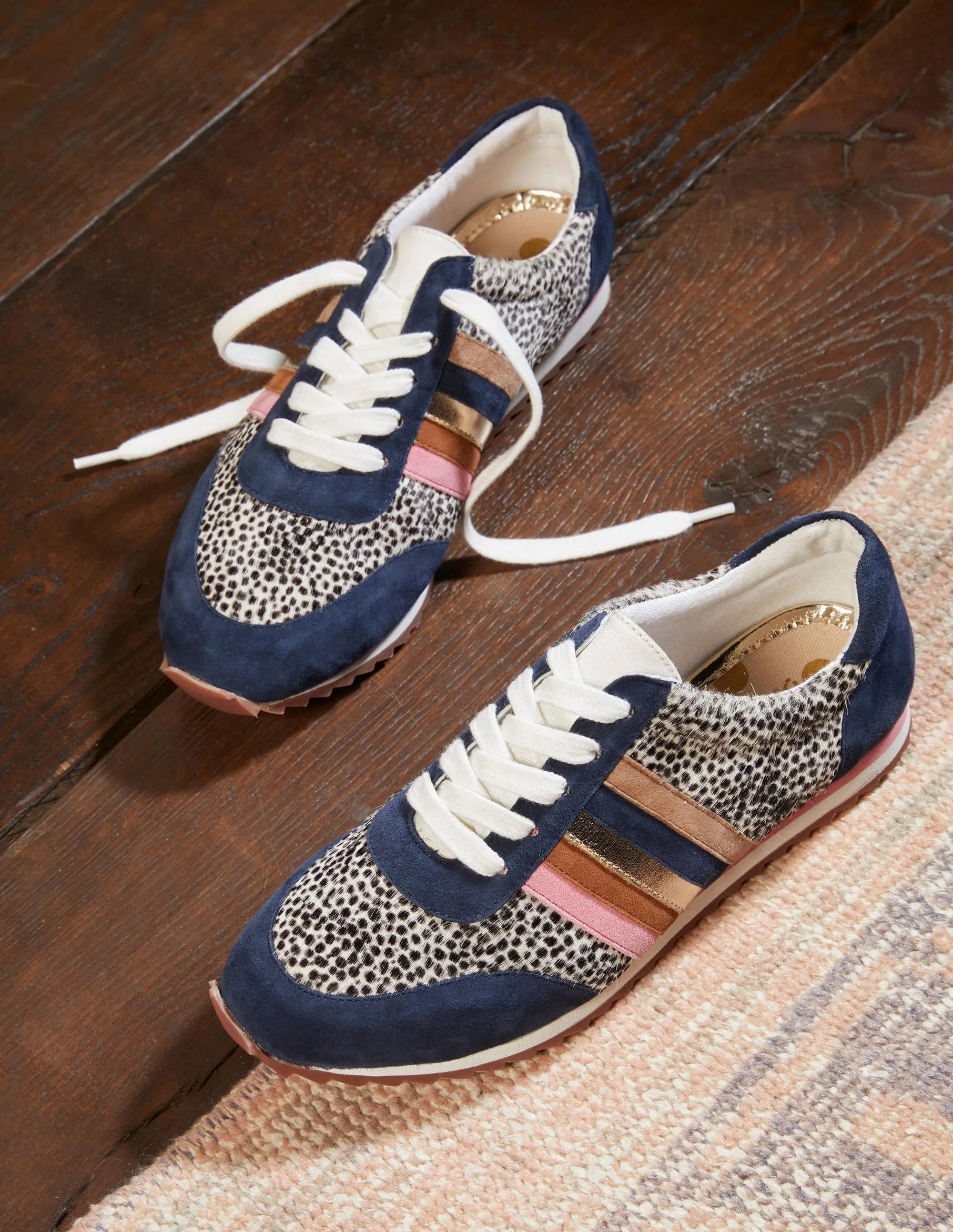 Striped Trainers-Navy/Dalmatian Pony
