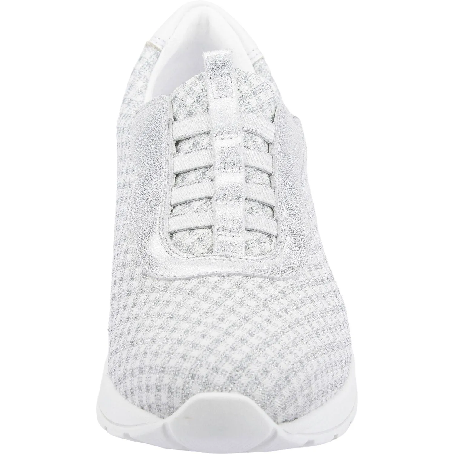 Waldlaufer 939H51 301 663 H-Clara Ladies White And Silver Leather & Textile Elasticated Trainers