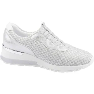 Waldlaufer 939H51 301 663 H-Clara Ladies White And Silver Leather & Textile Elasticated Trainers