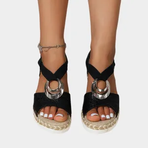 Women - Wedge Sandals - Metal Decoration - Snake Print - Platform - Comfortable Fit - Multiple Colours