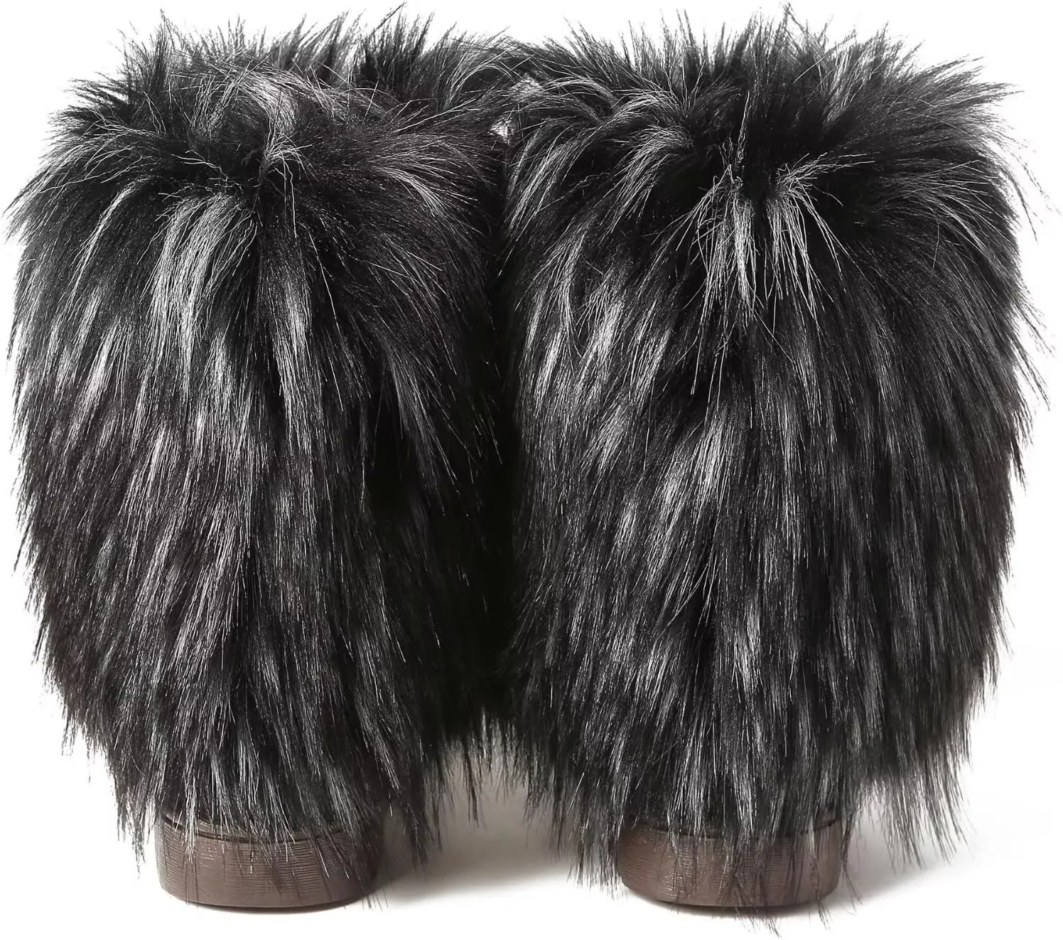 Women's Faux Fur Winter Snow Boot Fuzzy Fluffy Mid-Calf Snow Boots Suede Warm Fur Lined Booties Fashion Boots Suede Flat Ankle Boots Outdoor Indoor