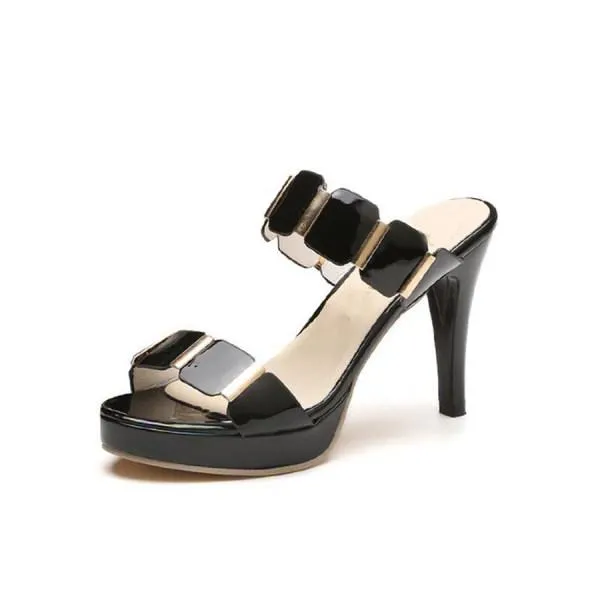 Women'S Platform High Heel Slippers 02573687