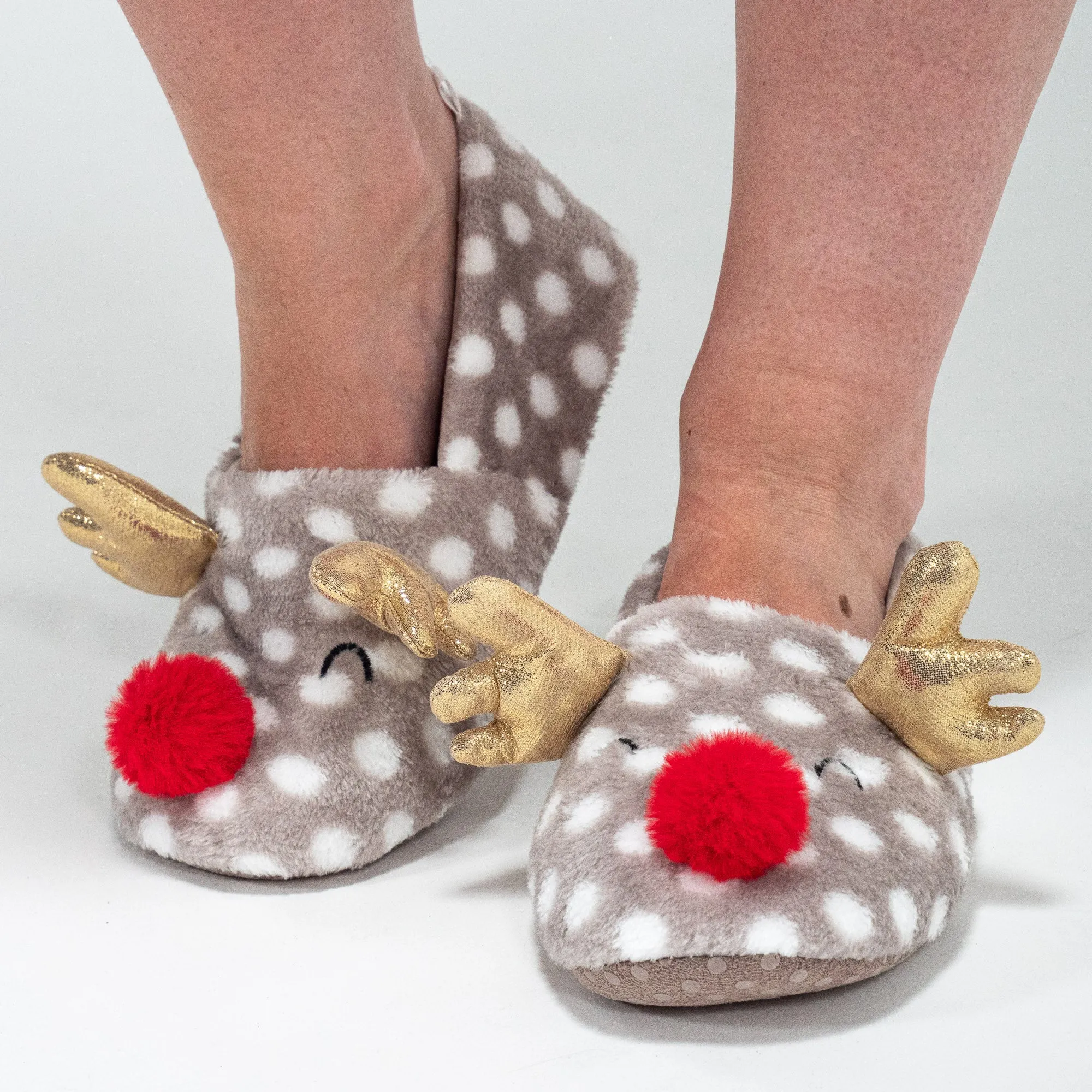 Women's Reindeer Animal Printed Fleece Slippers