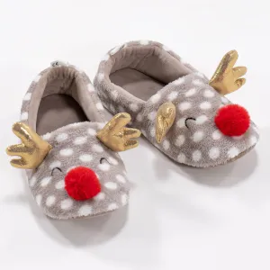 Women's Reindeer Animal Printed Fleece Slippers
