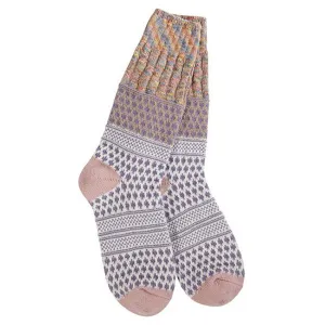 WORLDS SOFTEST GALLERY TEXTURED CREW SOCKS TAUPE - WOMENS